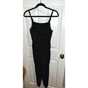 OLD NAVY Black White Dotted Smocked Cami Wide-Leg Jumpsuit Size Small